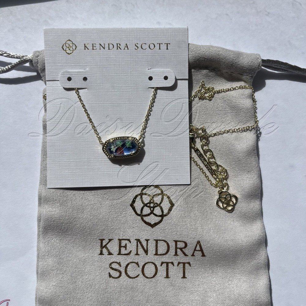Kendra Scott Elisa Gold Short Pendant Necklace Red White Blue Illusion New ✨ - Picture 4 of 8